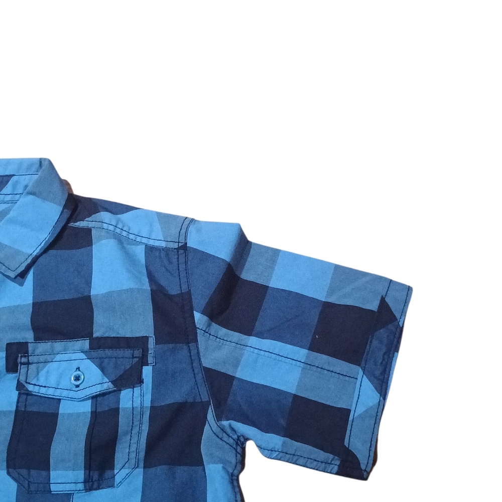 Burnside Blue and Black Checkered Button-Down Shirt - Picture 4 of 5